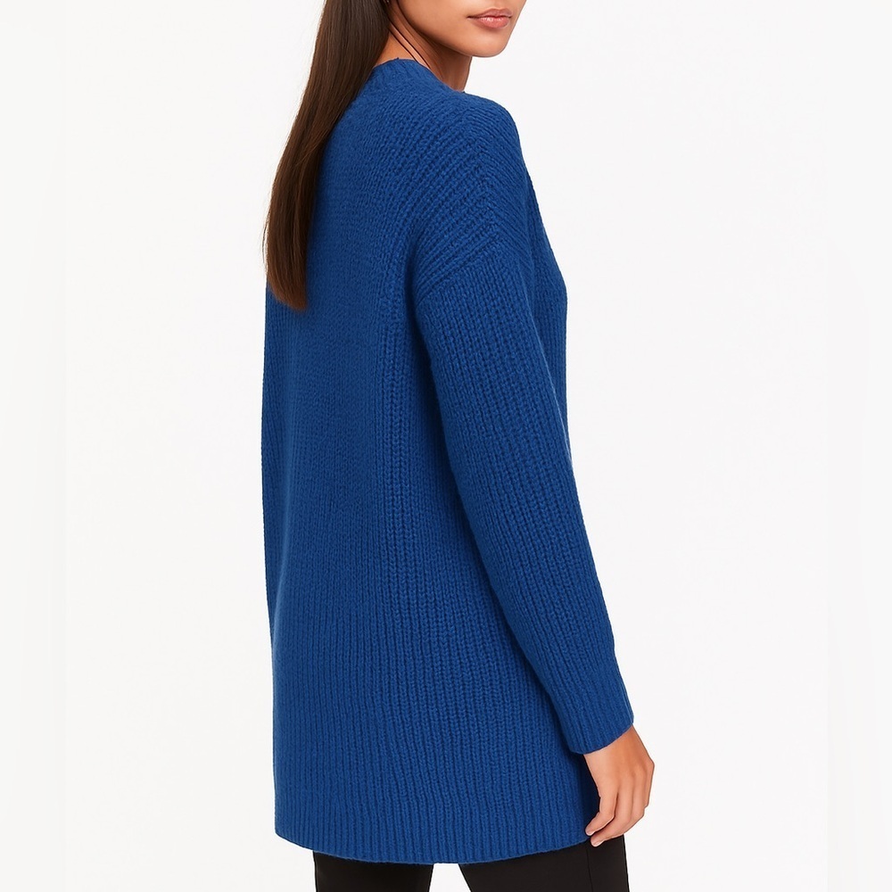 ZARA Wool Blend Sweater Size Medium Blue Tunic Length Knit